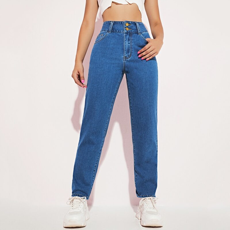 

High Waist Butterfly Embroidery Jeans, Medium wash