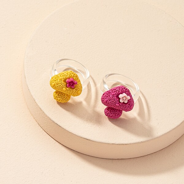 

2pcs Mushroom Decor Ring, Multicolor