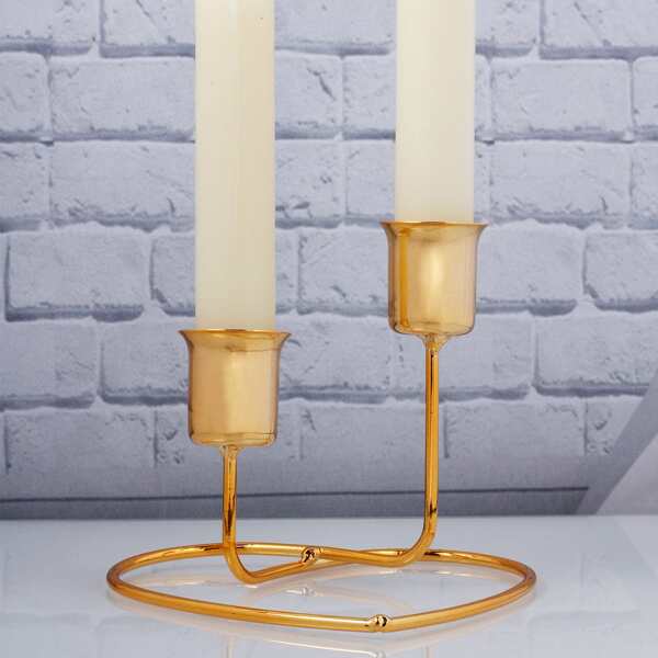 

1pc Metal Candle Holder, Gold