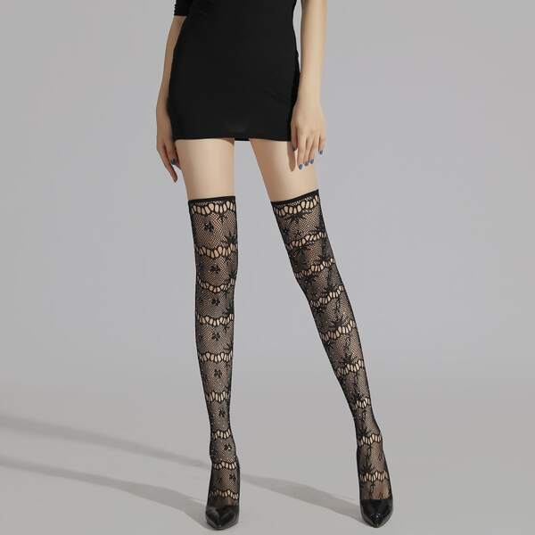 

Cut Out Over The Knee Socks, Black