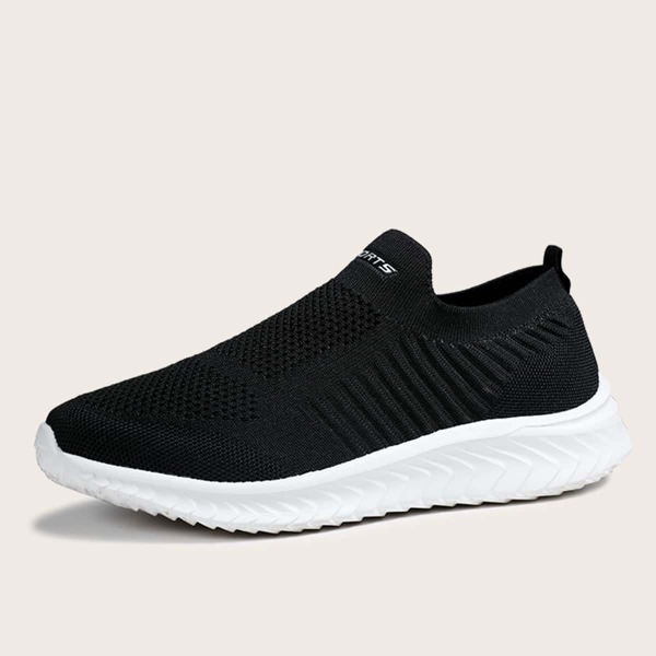 

Men Letter Graphic Slip On Running Shoes, Black