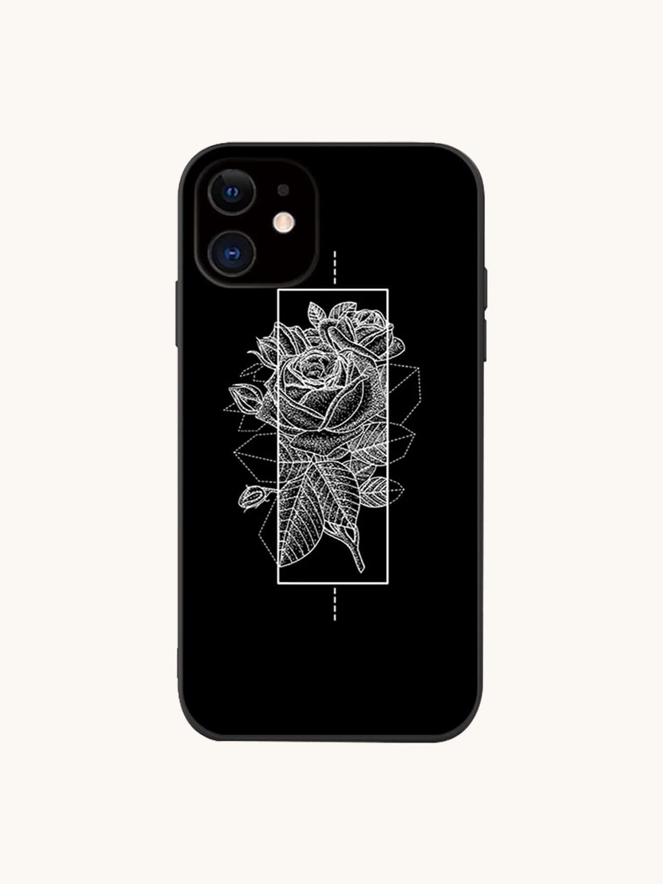 Vỏ điện thoại di động hoa - Đen và trắng - Xem 1