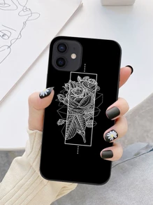 Vỏ điện thoại di động hoa - Đen và trắng - Xem 3