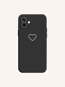 Heart Print Phone Case - Black - View 1