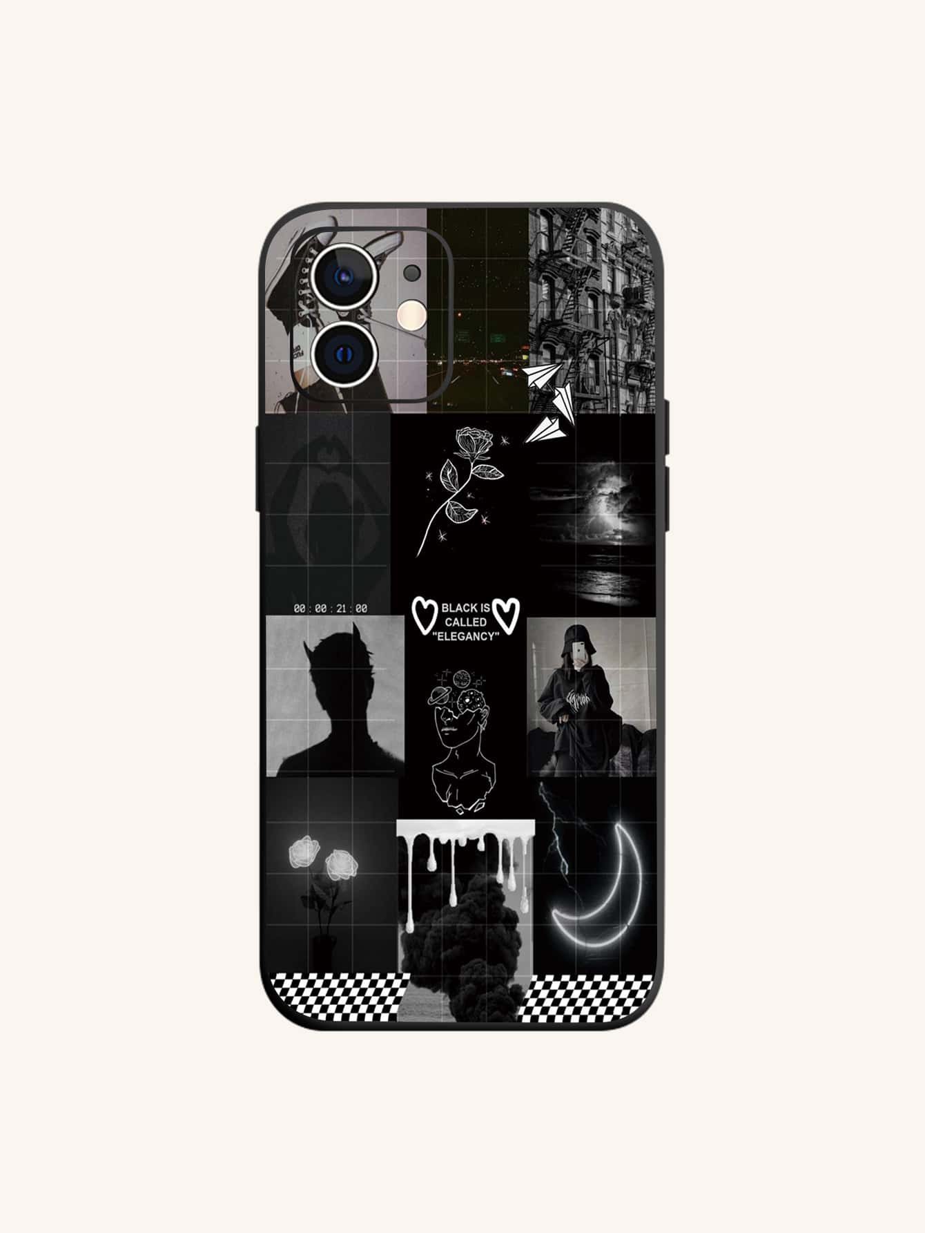Mix Pattern Phone Case - Black - View 1