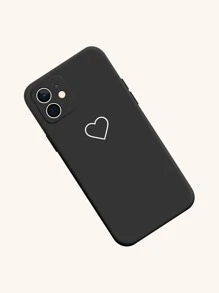 Heart Print Phone Case - Black - View 2