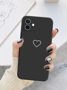 Heart Print Phone Case - Black - View 3