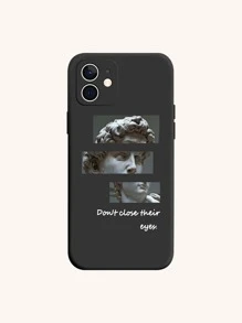 雕像圖案手機殼 - 黑色 - 查看 1