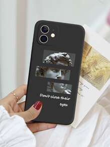 雕像圖案手機殼 - 黑色 - 查看 4