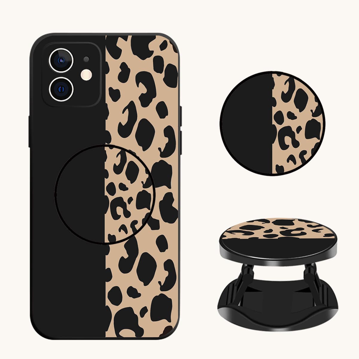 

Leopard Print Phone Case With Foldable Holder, Multicolor