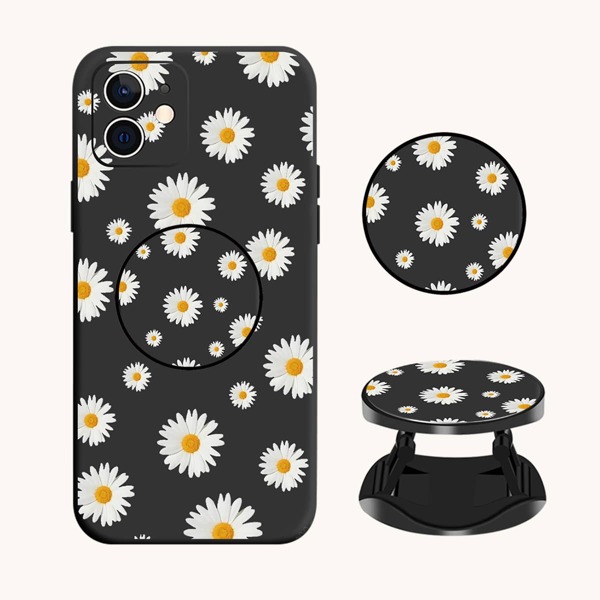 

Daisy Print Phone Case With Foldable Holder, Multicolor
