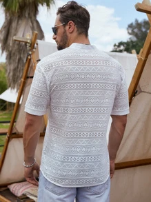 Manfinity RSRT 男士鏤空襯衫 - 白色 - 查看 2