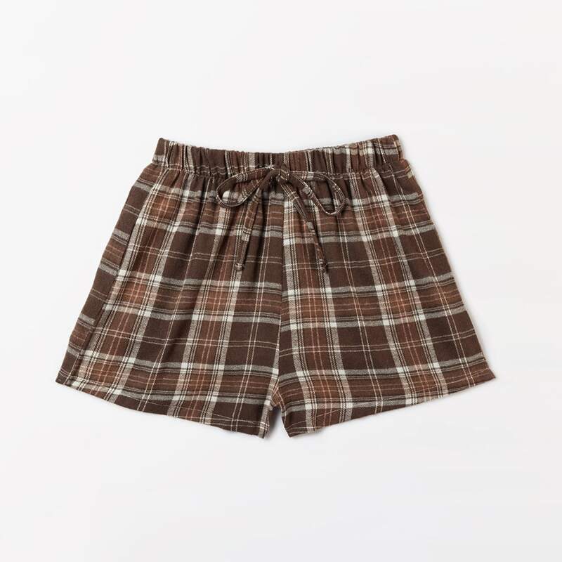

Plaid Knot Shorts, Coffee brown