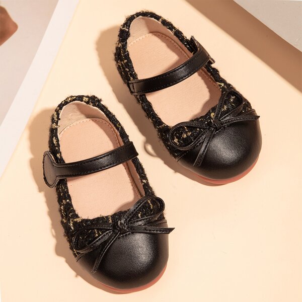

Toddler Girls Bow Decor Flats, Black