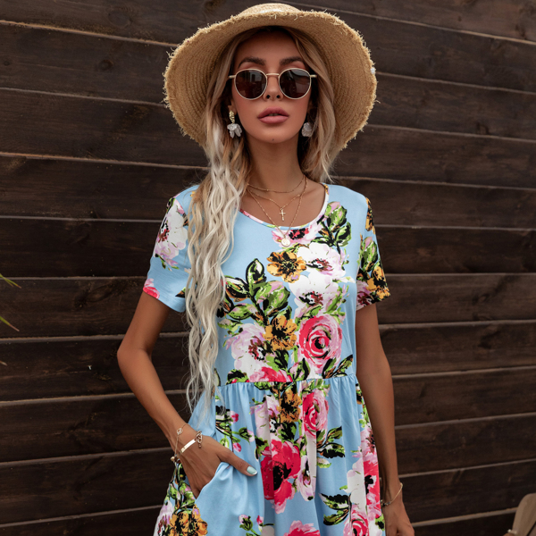 

Floral Print Smock Dress, Multicolor