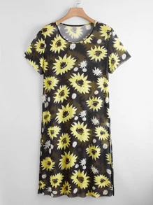 Cover up con estampado floral de malla - Multicolor - Ver 1