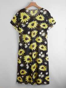 Cover up con estampado floral de malla - Multicolor - Ver 2