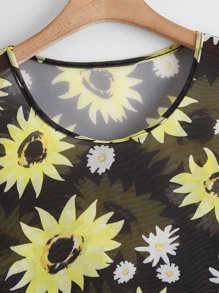 Cover up con estampado floral de malla - Multicolor - Ver 4