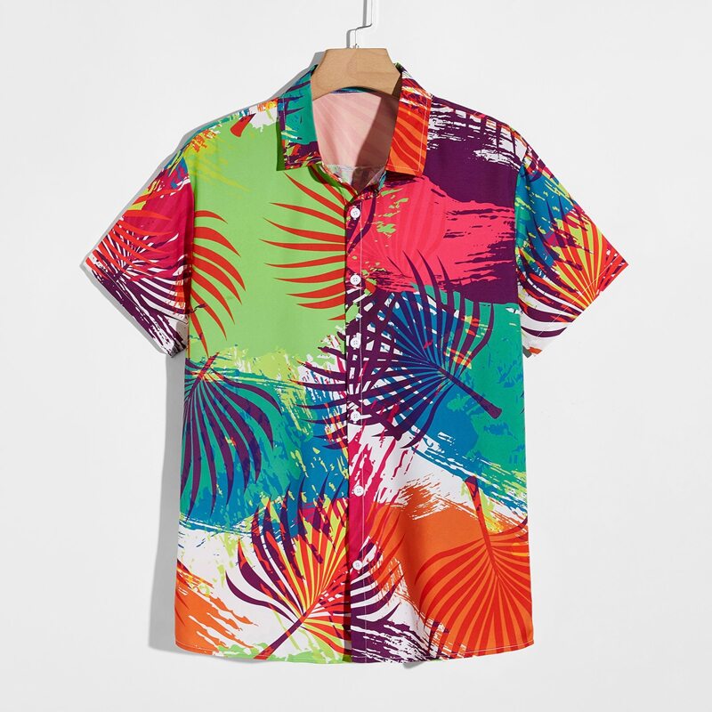 

Guys Tropical Graphic Button Front Shirt, Multicolor
