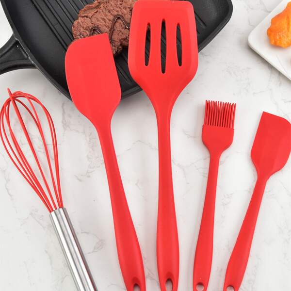 

5pcs Silicone Baking Tool Set, Red