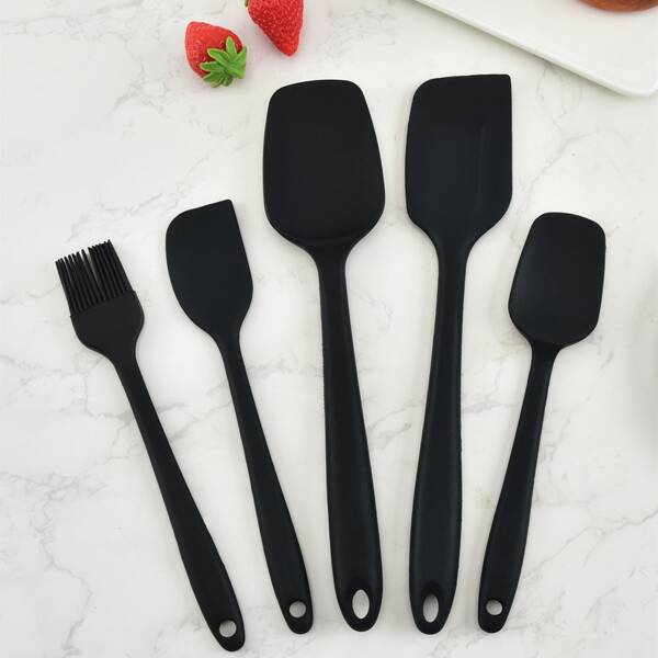 

5pcs Baking Spatula & Oil Brush Set, Black