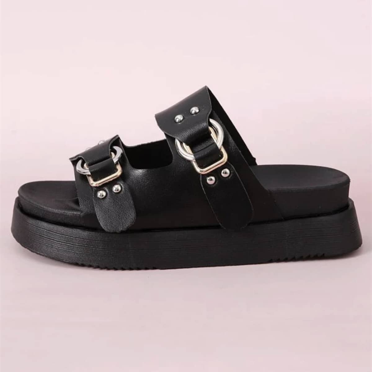 

Studded Wedges Sandals, Black