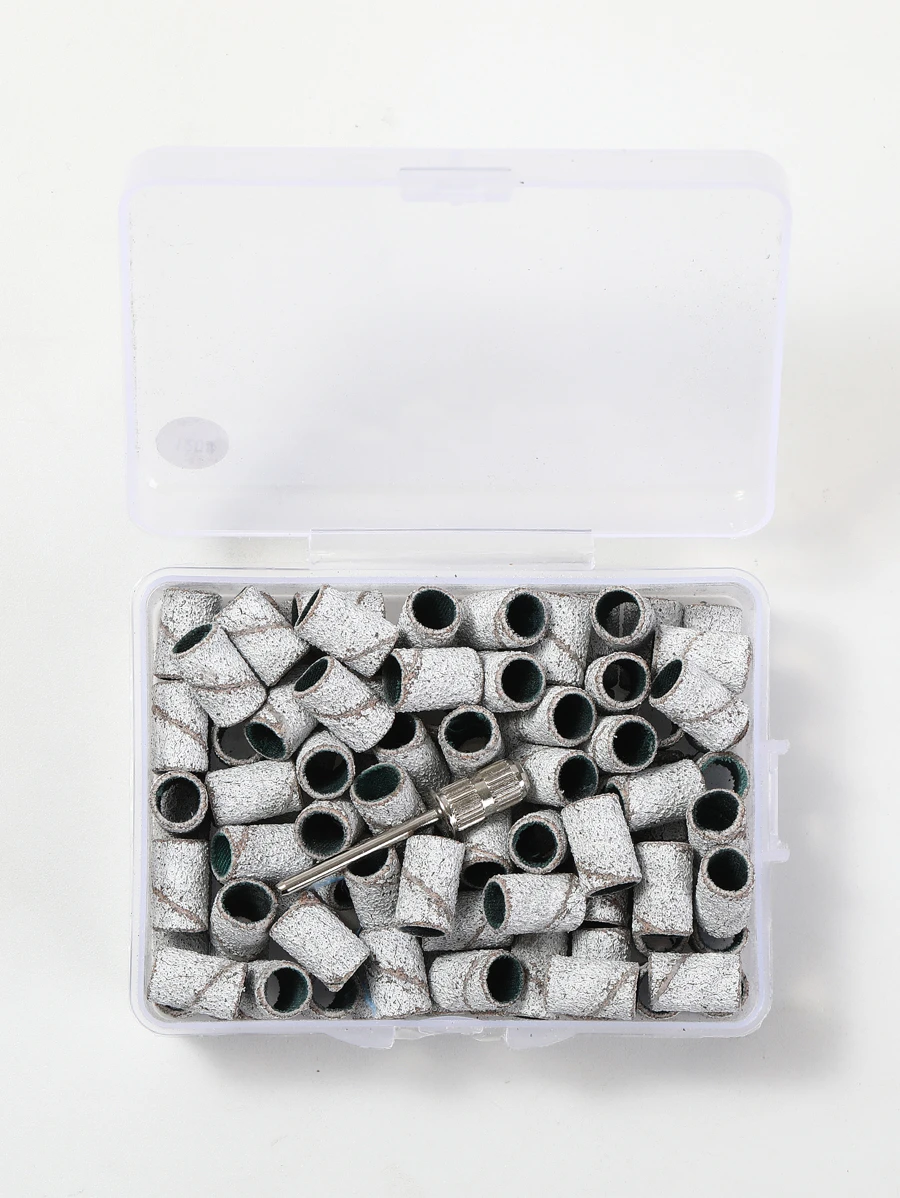 50入組砂帶帶盒專業美甲修指甲電動銼刀，用於亞克力指甲修指甲修腳指甲鑽砂帶砂環帶磨頭拋光機必備用品 - 白色 - 查看 1