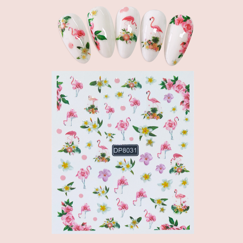 

1sheet Flamingo Pattern Nail Art Sticker, Multicolor