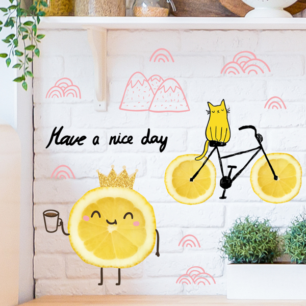 

Kids Lemon Print Wall Sticker, Multicolor