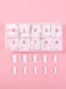 500入組長款方形假指甲 - 白色 - 查看 3