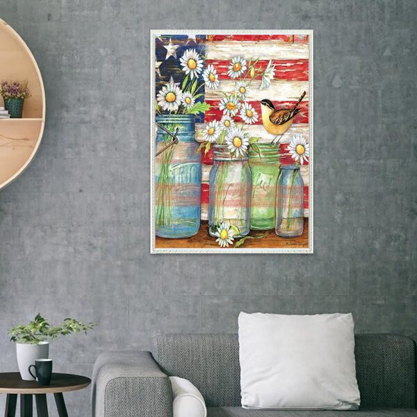 

Flower Print Independence Day DIY Diamond Unframed Painting, Multicolor