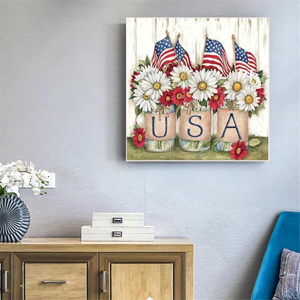 

Flag Print Independence Day DIY Diamond Unframed Painting, Multicolor