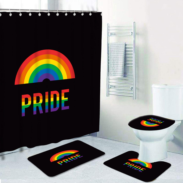 

1pc LGBT Rainbow Print Bath Mat Or Shower Curtain, Multicolor