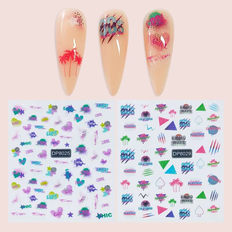 

2sheets Coconut Tree Nail Art Sticker, Multicolor