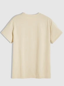 ROMWE MEN 學院卡通 字母男士上衣 - 卡其色 - 查看 2