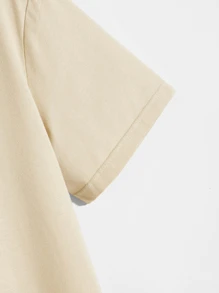 ROMWE MEN 學院卡通 字母男士上衣 - 卡其色 - 查看 4