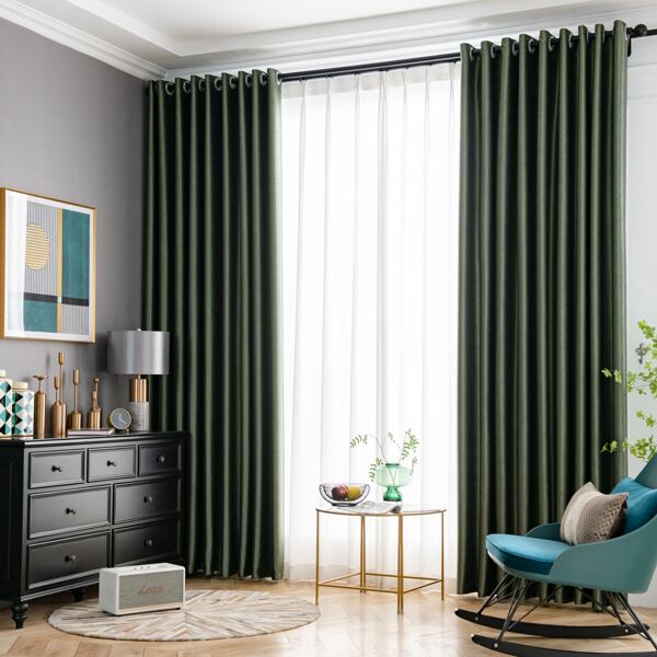 

Plain Single Panel Blackout Curtain, Dark green