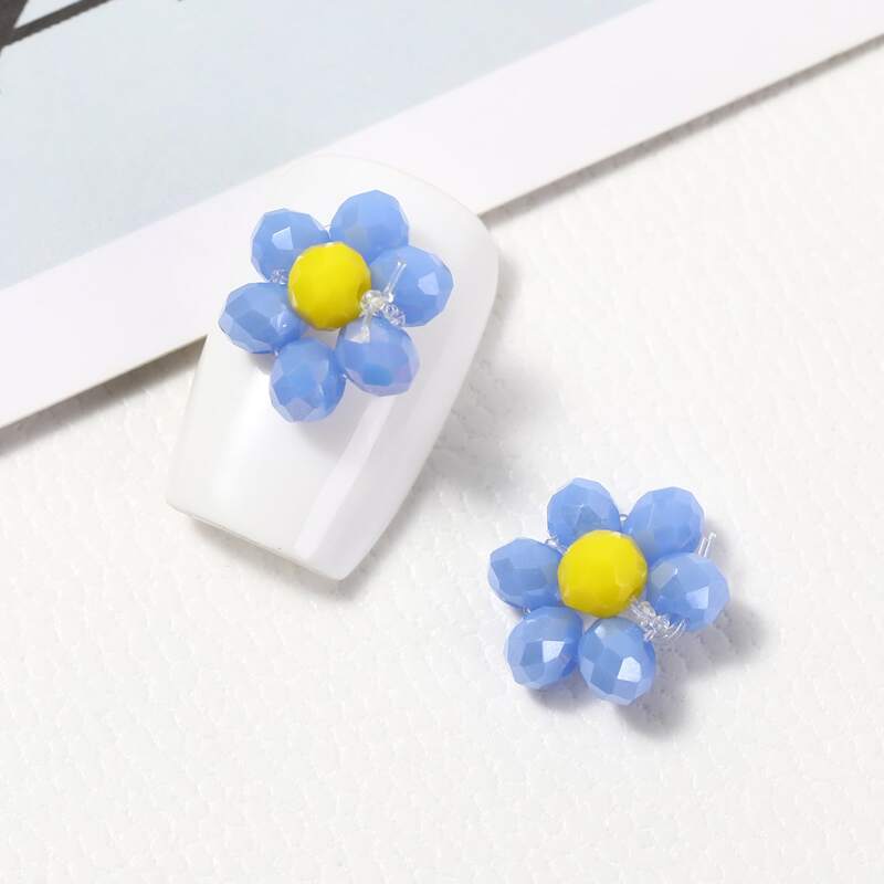 

2pcs Flower Nail Art Decoration, Blue
