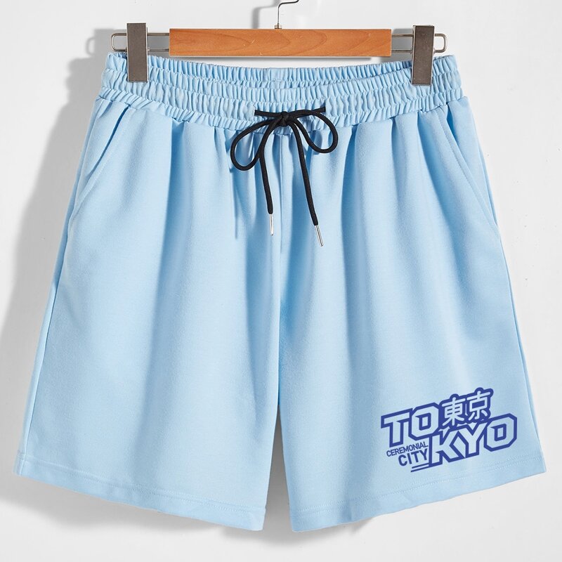 

Guys Letter Drawstring Shorts, Baby blue