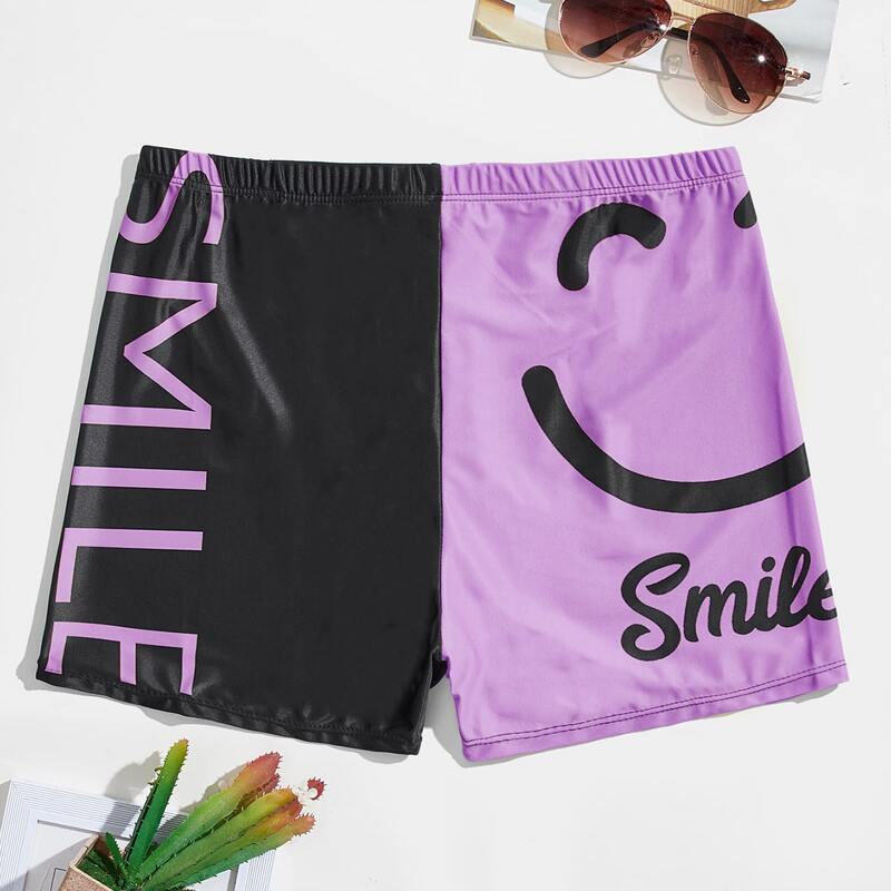 

Guys Colorblock And Letter Graphic Swim Trunks, Multicolor