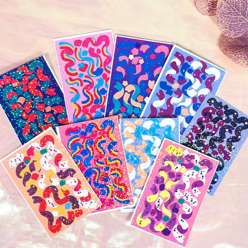 

1sheet Random Color Glitter Sticker, Multicolor