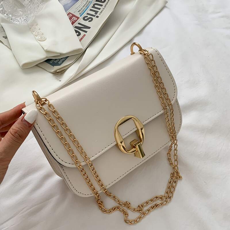 

Quilted Chain Shoulder Bag, White