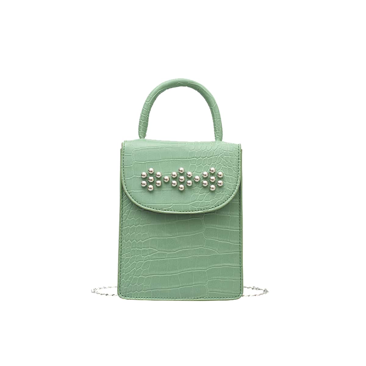 

Studded Decor Crossbody Bag, Green