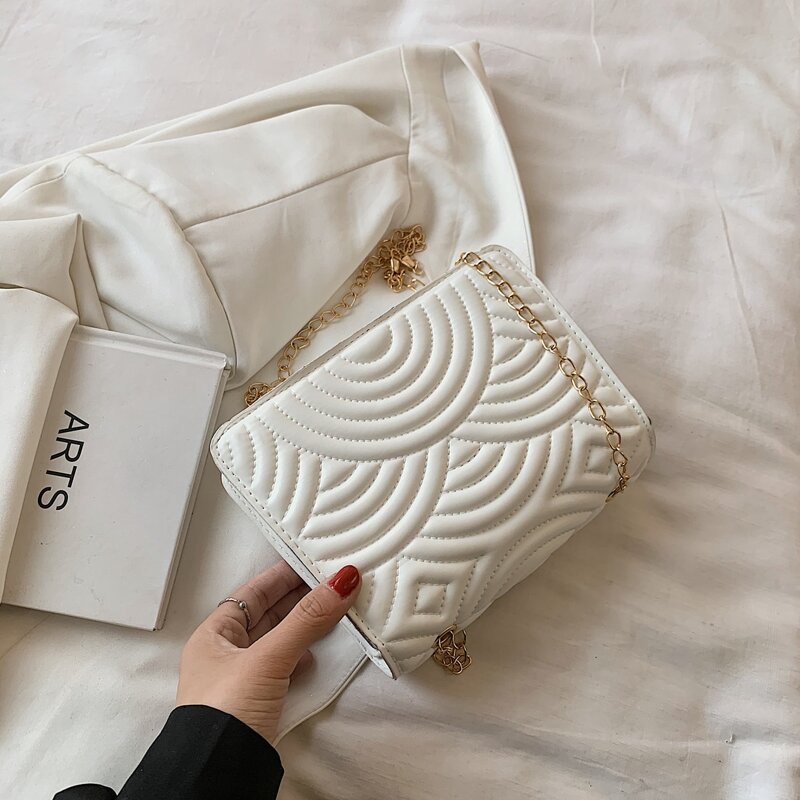 

Quilted Flap Crossbody Bag, White