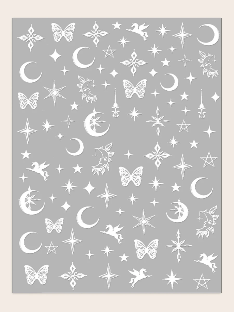 Hình dán móng tay 1 ngôi sao - trắng - Xem 1