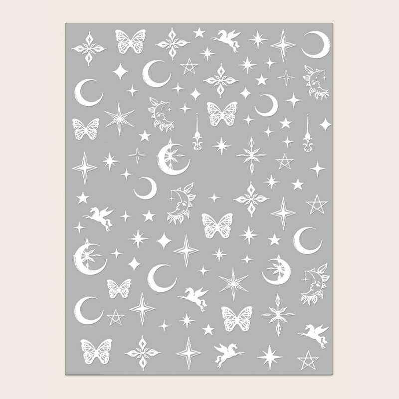 

1sheet Star Pattern Nail Art Sticker, White