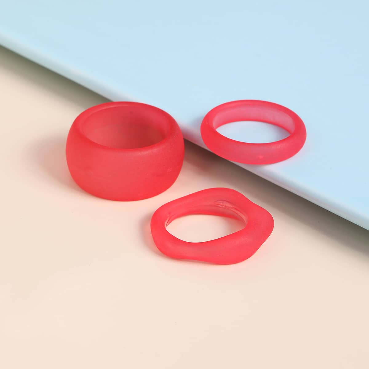 

3pcs Minimalist Resin Ring, Red