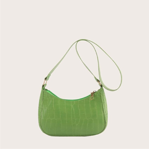 

Croc Embossed Baguette Bag, Green