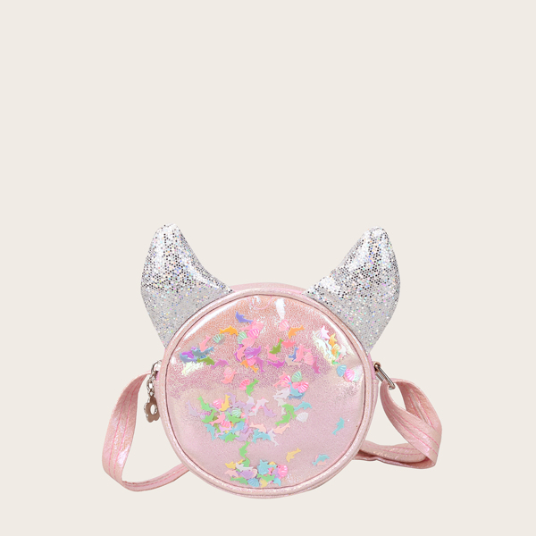 

Girls Glitter Cartoon Design Crossbody Bag, Pink