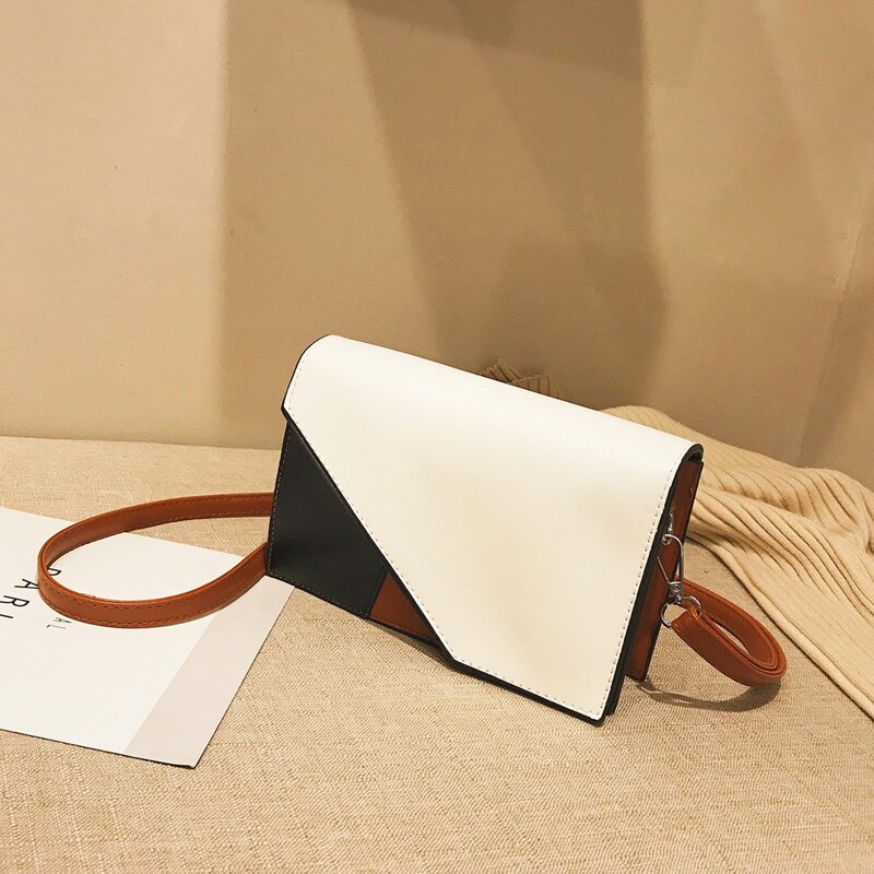 

Colorblock Flap Crossbody Bag, White